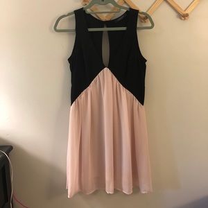NastyGal black pink flowy dress Small